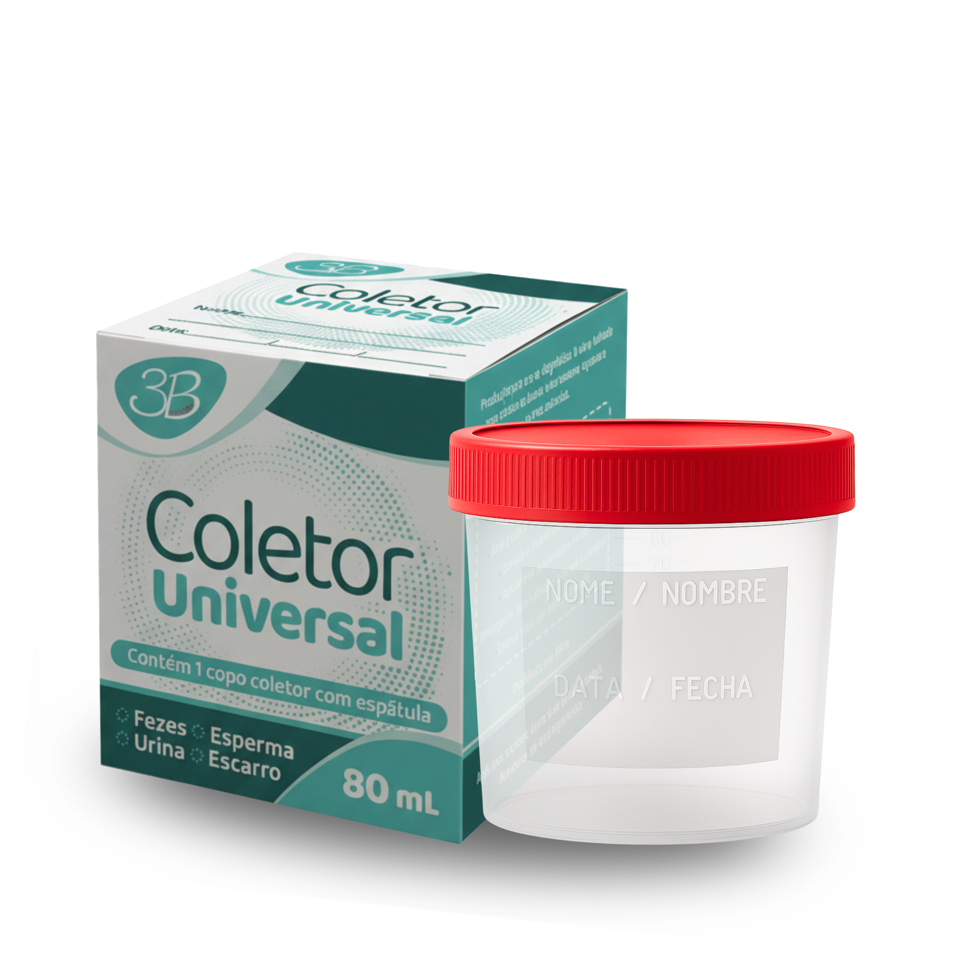 COLETOR UNIVERSAL  CRISTAL TAMPA VERMELHA 80ml (ESTÉRIL)