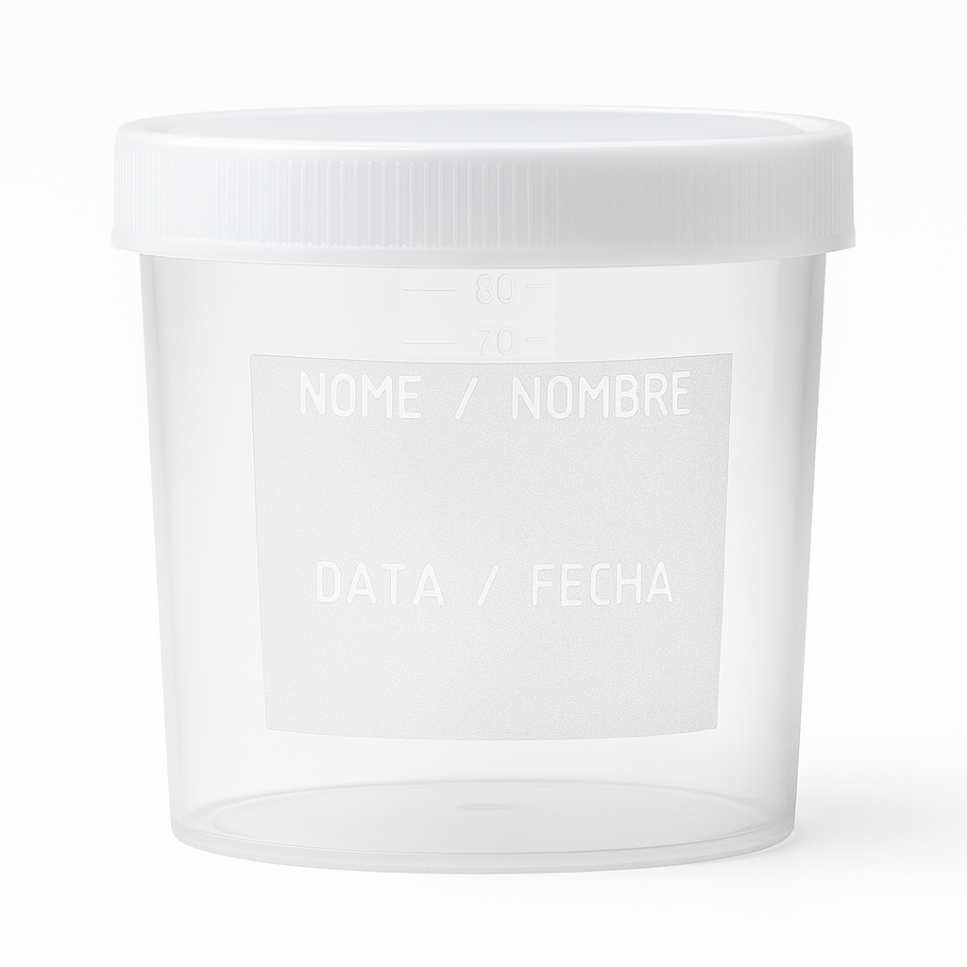 COLETOR UNIVERSAL  TRANSLÚCIDO TAMPA BRANCA 80ml